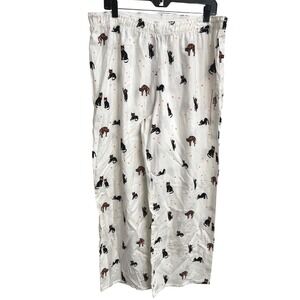 Hyde and Eek Target Womens Halloween Black Cat Pajama Pants White L